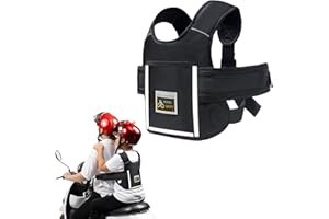 AISNY Harnais Moto Enfant, Siege Moto Enfant RéGlable Ceintures De SéCurité Moto pour Enfants Antichute Harnais Securite Enfant Moto avec Poche Et Bandes RéFléChissantes pour De 1 à 12 Ans