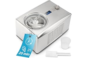 ProfiCook® Eismaschine & Jogurtbereiter in Einem | Eis in 20 min. | für bis zu 1500ml | Eismaschine mit Kompressor | für Eis & Frozen Joghurt | Inkl. Rezepte, Eisspachtel & Messbecher | PC ICM 1091 N