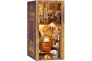 CUTEBEE DIY Book Nook Kit – Kit de Maison de poupées Miniatures avec Meubles et lumière LED, Puzzle 3D en Bois, Serre-Livres d'art, Kits de modèles pour Adultes à Construire, Eternal