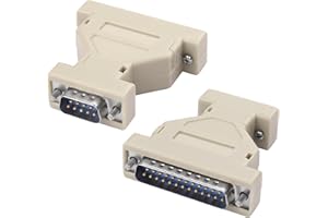MEIRIYFA Adaptateur série DB9 vers DB25, DB9 mâle vers DB25 mâle RS-232 convertisseur de sexe série vers modem adaptateur convertisseur pour PC appareils série (2 pièces, DB9 M - DB25 M)
