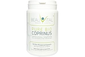 BEAUVITAL Pure Bio Coprinus Kapseln 120 je 500mg Coprinus comatus (Schopftintling) Vitalpilze aus EU-Bio-Landwirtschaft, vegan, ohne künstliche Zusatzstoffe