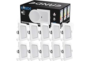 Eande Lot de 10 Spots Led Encastrable Extra Plat Spot Encastré Carré Led Intérieur 7W Equivalent 70W Spots de Plafond Blanc Chaud 2800K Plafonnier Encastré 600LM 220V pour Salon Chambre Cuisine