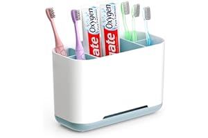 GlasFlength Uchwyt na szczoteczki i uchwyt na szczoteczki do zębów z silikonu przeznaczonego do kontaktu z żywnością, idealny do łazienki z odpływem i funkcją antypoślizgową, czarny