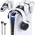 OIVO PS5-handkontrolladdningsstation med hållare för headset, PS5 laddningsstation med förbättrad touchbrytare, Playstation 5