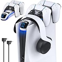 OIVO PS5-handkontrolladdningsstation med hållare för headset, PS5 laddningsstation med förbättrad touchbrytare, Playstation 5
