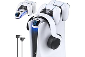 OIVO Stacja ładująca do kontrolera PS5 z uchwytem na słuchawki, stacja ładująca PS5 z ulepszonym przełącznikiem dotykowym, stacja ładująca do kontrolera Playstation 5 z kablem do szybkiego ładowania