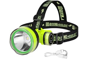 FULENYI Waterproof Led Head Lamp | Scuba Gear Dive Head Light Underwater Flashlight | IPX8 Waterproof USB Rechargeable Head Torch Scuba Diving Gear Diving Light, 350 Lighting Distance 2 Lighting Modes