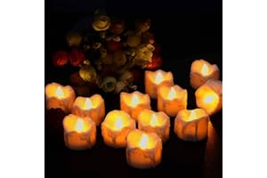 Flintronic 12 świec LED, elektryczne świeczki typu tealight, migoczące świece z baterią, 35 mm x 27 mm, bezpłomieniowe świece, Boże Narodzenie, choinka, ciepła biel