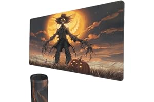 SMATCAMP MTG Playmat, 24" x 14" TCG Playmats Stitched Edges Smooth Rubber Surface Battle Board Game MTG Playmat Horror Theme MTG Playmat for Halloween (Scarecrow)