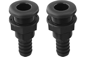 KHIRONHIVE 2 Pieces Boat Thru Hull Fitting Marine Through Hull Connector 3/4" 1" 5/8" ABS Plastic Black Water Outlet For Vessel Plumbing(3/4IN)