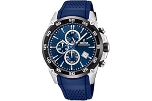 Festina Męski zegarek kwarcowy z niebieską tarczą i niebieskim paskiem gumowym F20330/2, NIEBIESKI, Zegarek na rękę