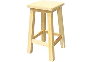 AC - Taburete de Madera Cuadrado - Deco 70 Cm - Diseño Clásico - Fabricación de Madera - Hogar y Cocina - Ideal para Cocina o Bar - Tamaño: 70 x 29 x 29 cm