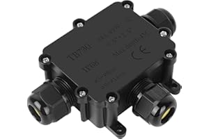 BOBOLEO Scatole di derivazione IP68, 3 Vie Scatole Impermeabili Esterno Connettori Cavo Scatola Esterni Scatola di Giunzione Elettrica Scatola di giunzione per 4-15 mm Diametro Cavo,Nero