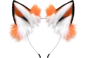PPFINE Handmade Faux Fur Fox Wolf Ears Headband Halloween Christmas Cosplay Party Costume Accessories