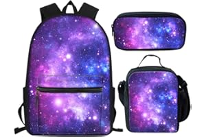 Showudesigns Student Bookbags Middle School Bag Set Galaxy Space Backpack for Teenager Girls Boys Book Bag Set with Lunch Box Pencil Case Lightweight Rucksack Kids