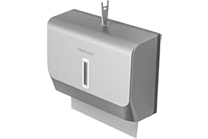 interhasa! Commercial Paper Towel Dispenser Wall Mounted C-fold Hand Towel Dispenser Kitchen Bathroom Restaurants (Silver)