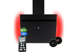 KKT KOLBE SOLO609SHCM okap kuchenny 60 cm/bezgłowa okap ścienny/stal nierdzewna/czarne szkło/Wi-Fi/automatyczne dobiegi / oświetlenie LED RGBW / obsługa SensorTouch