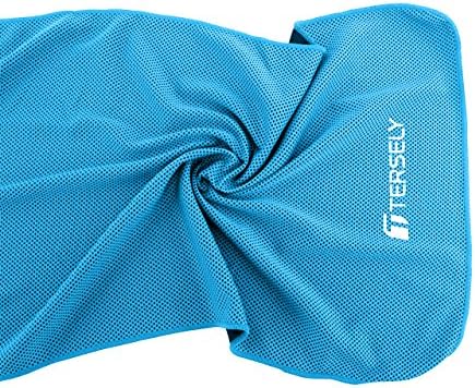 Tersely Cooling Towel, 40"x12" Ice Towel, Microfibre Towel For Instant Cooling Relief, Cool Cold Towel for Yoga Beach Golf Travel Gym Sports Swimming Camping as Cooling Neck, Headband, Bandana (blue)