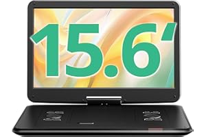 Yoton Lettore DVD portatile da 17,6 pollici con grande schermo girevole HD da 15,6", 6 ore di autonomia con batteria integrata, doppio altoparlante stereo, supporto USB/scheda SD/Sync TV e formati