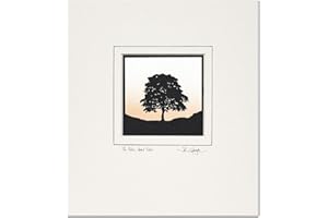JOHN SPEIGHT'S PAPERCUTS The Robin Hood Tree, Sycamore Gap, Hadrian's Wall (Square Version) Original Signed Hand-Cut Silhouette Papercut Art by John Speight