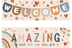 CHIAZLLTA Boho Everyone Here Is Welcome Klassenzimmer-Dekorationen, Willkommensbanner und Poster für Lehrer, Pinnwand und Wanddekoration für Vorschulschul-Wandschilder, Zubehör, Lehrer, Kinder, Studenten