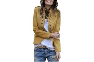 YTZL Giacca corta da donna, sportiva, giacca a maniche lunghe, tinta unita, slim fit, colletto alto, per negozio, ufficio, giacca corta, bolero con abbottonatura