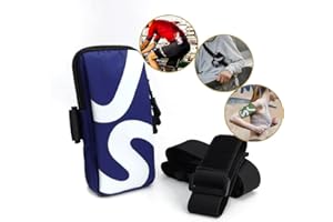 Jiaer Sentai Joggen Armband Armtasche, Handy Sportarmband Armband, Freizeit Hüfttasche, Brusttasche, Doppel Reißverschluss Handytasche Laufen für iPhone 12 Pro Max, Galaxy S20, Huawei, 7.0" Blau