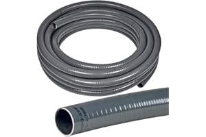 POOL Total 1m flexibler Poolflex PVC-Druckschlauch Ø 50 mm in grau - Robuster Klebeschlauch für Schwimmbad- und Teichbau - Glatte Innenwand bis 6 bar druckfest - Langlebig und UV-beständig