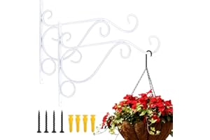 KABB Pack of 2 White Iron Plant Hanging Hooks Wall Brackets for Planter Bird Feeder Lanterns Wind Chimes with Screws