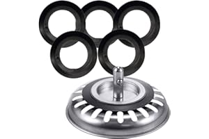 Tadipri Guarnizione in gomma per filtri a cestello, 5 pz, Ø esterno 54 mm, Ø interno 32 mm, spessore 4,6 mm, ricambio per tappi a cestello ricambio per n. Guarnizione di ricambio, Accessori lavelli