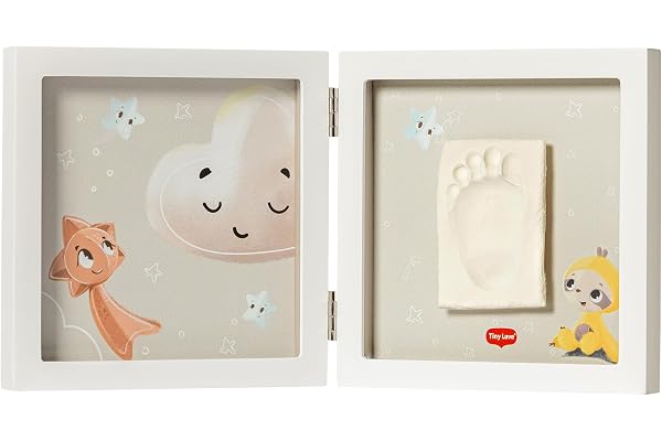 Tiny Love Simple Photo Frame, Empreinte Pied Main Bebe, Kit Argile Photo Bebe, Souvenir Nouveau-né Personnalisé, Testé Dermatologiquement, Cadeau Naissance, Kit Tout-en-un, Tiny Creations, White
