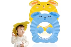 ZOPJUMA 2 Pezzi Cuffia da Doccia per Bambini Doccia Cap per Bambino Visiera Doccia Bambini Regolabile Doccia Cap per Protezione per Gli Occhi Impermeabile