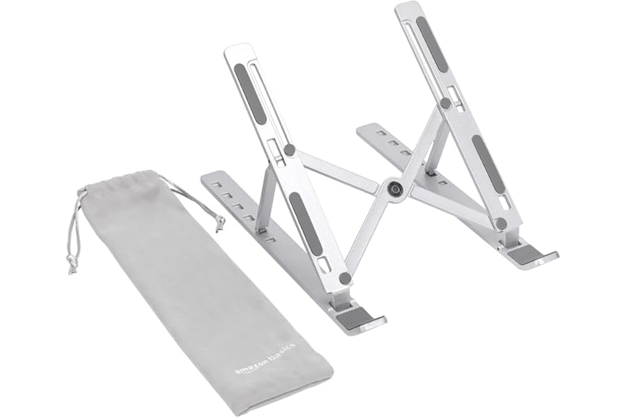 Amazon Basics Laptop Stand with 6-Angle Adjustment, For Laptops 10 (25.4 cm) - 15.6 Inches (39.6 cm), Silver