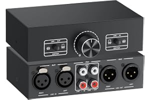 PROZOR XLR/RCA ljudväljare 2-ingångar 2-utgångar signaldelare omvandlare med volymkontroll för aktiva högtalare studio DJ hem