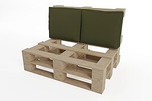 chilly pilley Coussin De Palette EU Impermeable Coussin De Siège Coussin De Jardin Housse Amovible Et Lavable (Coussin De Dos 60x40x12, Vert Foncé)