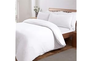 Sleepdown Jersey melanż, biała, ciepła, przytulna, łatwa pielęgnacja, jednokolorowa, barwiona przędza, poszewka na kołdrę, zestaw pościeli z poszewkami na poduszki, podwójna (200 x 200 cm), bawełna