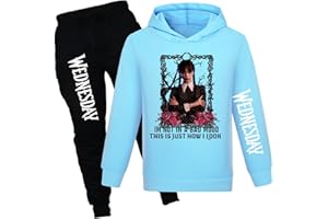 Suyaluoi Sweats à capuche pour enfants de la série télévisée américaine Wednesday Addams - 2 pièces - Pour garçons et filles