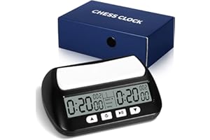 KIMIGO Cronoscacchi Digitale Professionale con Display Multifunzione – Conteggio alla rovescia/Bonus/Ritardo, 4 Pulsanti di Controllo, Design da Competizione per Tornei & Giochi da Tavolo (Nero)​​