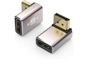 HLLYLL DisplayPort Adapter 2er Set - 8K@60Hz UHD HDR DisplayPort 90 Grad Abgewinkelt (Stecker auf Buchse) - DP Extender Verlängerungsstecker Aluminiumgehäuse Konverter für Monitor