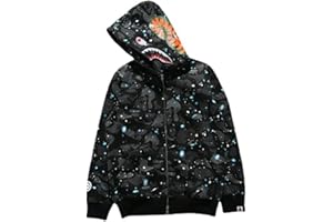 LIAOPUFUS Uomo 3D Stampato Shark Felpa con Cappuccio Hip Hop a Maniche Lunghe Zipper con Cerniera Mimetica Moda Street Wear