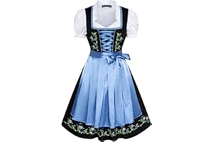 SCARLET DARKNESS Damen Dirndl Kleid Oktoberfest Trachtenkleid Festlich Dirndl Kostüm Kleid,Bluse, Schürze