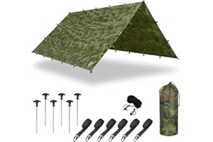 YOUR GEAR Yourgear Bushcraft Tarp 300x300 ou 430x430 cm – Bâche de Protection Camouflage pour Tente, Voile d'ombrage, Filet de Camouflage – Protection UV 50+, extrêmement Robuste et entièrement étanche [3x3]