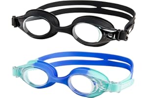 Dizokizo 2 Pack Kids Swimming Goggles Anti-Fog UV Protection NO Leaking Clear Vision Swim Goggles for Kids Age 4-16 Years