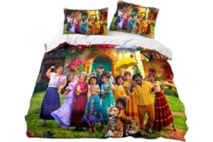 Agmdno Film Encanto Kinde Bettwäsche Set,Anime Bettbezug 135x200cm + Kissenbezug 80x80cm,bettwäsche Mädchen,kinderbettwäsche (A04,135x200cm+80x80cmx1)