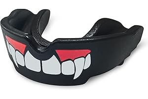 Jancosta Vampire Gum Shield - Best Mouth Guard Gumshield Gum Guard Gum Shield - for All Contact Sports Rugby Boxing Hockey Kickboxing Martial Arts Judo Karate MMA Football (with Case) (Black)