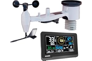 Ecowitt Estación meteorológica Wi-Fi Array 7 en 1 Jardín Sensor Solar Inalámbrico Exterior WS69 Pantalla LCD Color 7,5 Pulgadas Sistema de Monitoreo del Tiempo