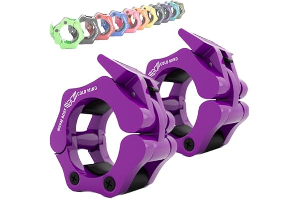 WARM BODY COLD MIND Renforcé Clips Barre Olympique - Stop Disque 50mm - pour Haltérophilie Fitness Gym Accessoires Musculation, Barbell Clamps, Pince barre de Musculation, Colliers D’ Halteres Collars