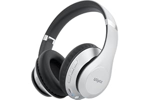 Uliptz Cuffie Wireless, 65 Ore Di Riproduzione, Over Ear, Senza Fili, Stereo HiFi con Microfono, Cuffie Bluetooth 5.3 per Viaggio/Ufficio/Telefono/PC (argento)