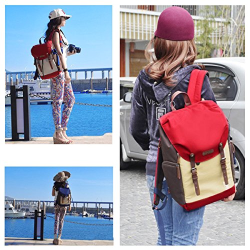 Koolertron Sac    Dos Sac de Cam  ra Sacoche de Voyage en Nylon Professionnel pour Appareil Photo Reflex DSLR Canon EOS  Nikon Sony avec Housse de pluie   tanche  Rouge 