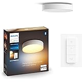 Philips Hue White Ambiance Enrave, Plafoniera Smart, Piccola, Bluetooh, 9.6 W, Telecomando Dimmer Switch Inlcuso, Bianco